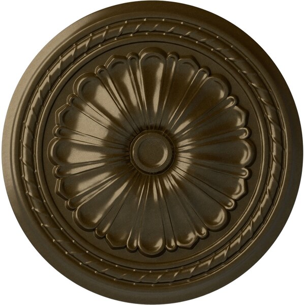 Ekena Millwork Alexa Ceiling Medallion (Fits Canopies up to 2 7/8"), Hand-Painted Brass, 20 1/2"OD x 1 7/8"P CM20ALBRS - main